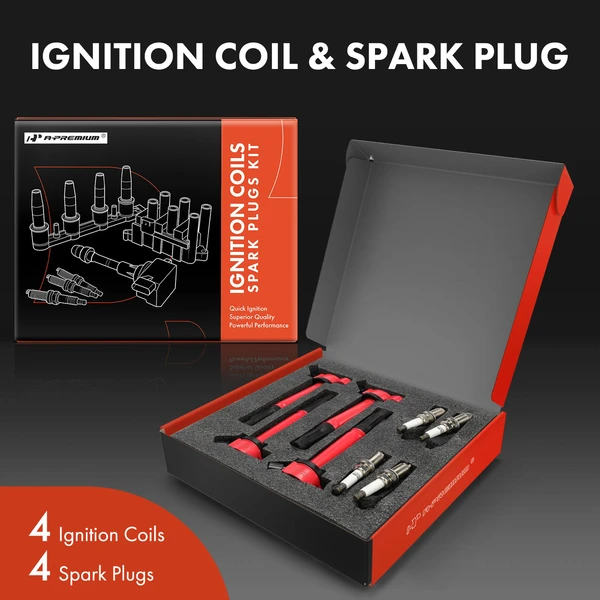 Ignition Coils & Spark Set of 8 Iridium Series, 4-Blade Terminal A-Premium APIC1400