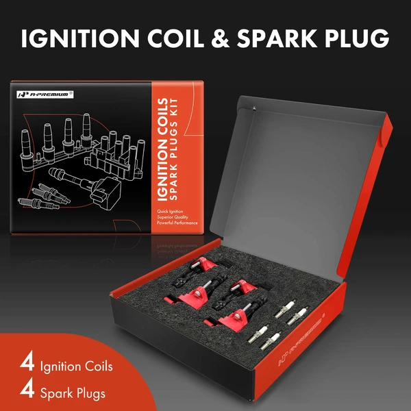 Ignition Coil and Spark Plug Kit Set of A Set of 8 Iridium Series, 4-Blade Terminal A-Premium APIC1016