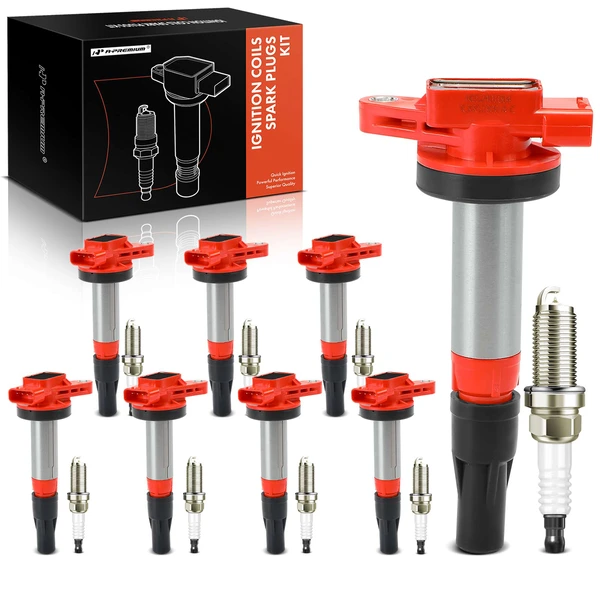 Ignition Coil and Spark Plug Kit Set of 16 Double Iridium Series, 4-Blade Terminal A-Premium APIC1194