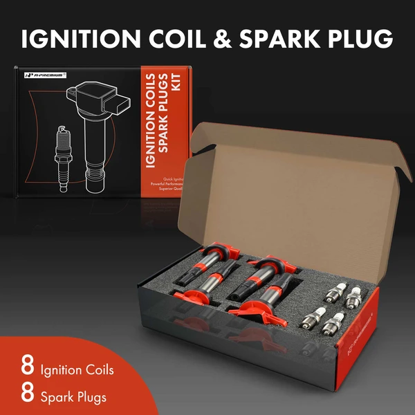 Ignition Coil and Spark Plug Kit Set of 16 Double Iridium Series, 4-Blade Terminal A-Premium APIC1194