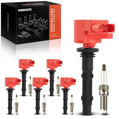 6 Pcs Red Ignition Coils & 6 Pcs Iridium Spark Plugs Kit