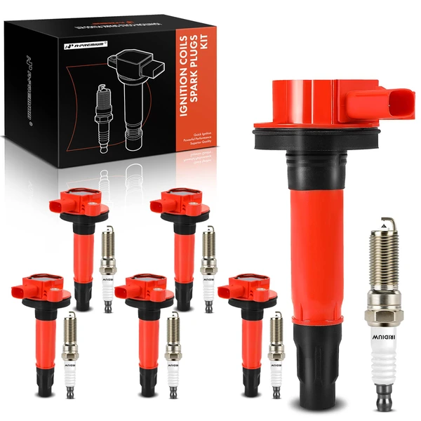 2011-2017 Ford Explorer Ignition Coil and Spark Plug Kit Set of A Set of 12 Iridium & Platinum Series, 2-Blade Terminal A-Premium APIC1115