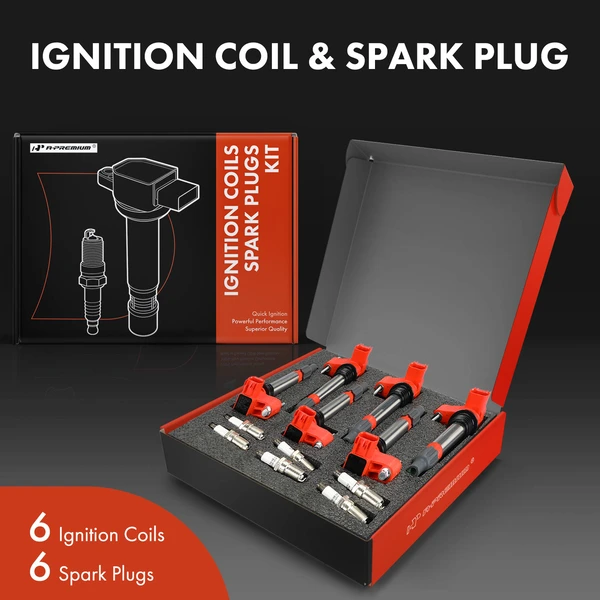 Ignition Coil and Spark Plug Kit Set of A Set of 12 Iridium & Platinum Series, 4-Blade Terminal A-Premium APIC1116