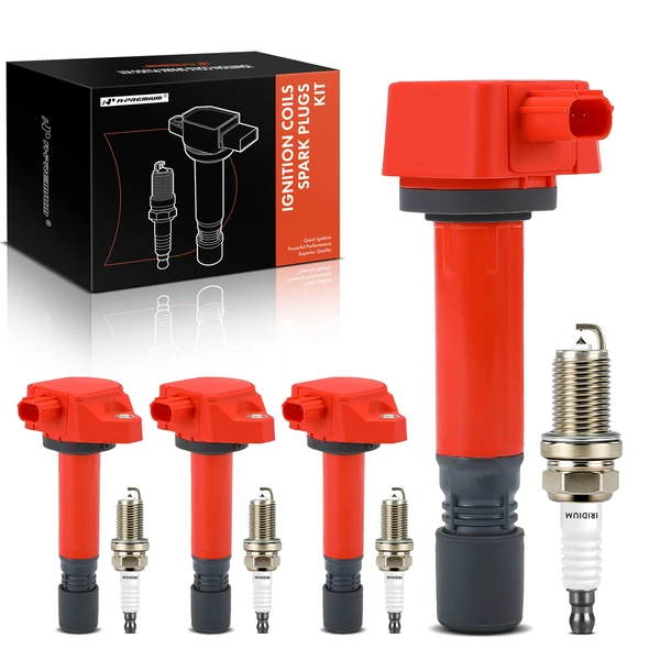 2006-2011 Honda Civic Ignition Coil and Spark Plug Kit Set of A Set of 4 Double Iridium Series, 3-Blade Terminal A-Premium APIC1117