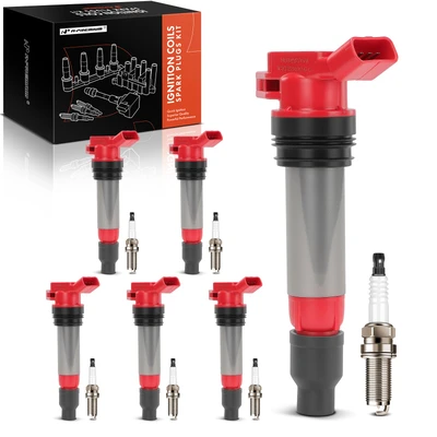 6 Pcs Red Ignition Coil & 6 Pcs Iridium Spark Plug Kit