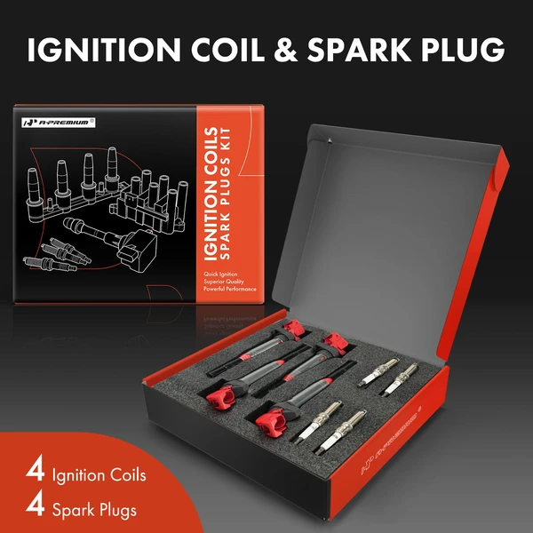 Ignition Coils & Spark Set of 8 Iridium Series, 3-Blade Terminal A-Premium APIC1404