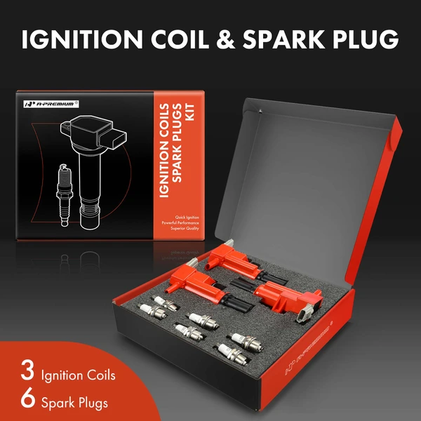 2009-2010 Jeep Grand Cherokee Ignition Coil and Spark Plug Kit Set of A Set of 9 Double Iridium Series, 2-Blade Terminal A-Premium APIC1198