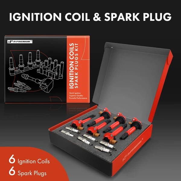 Ignition Coil and Spark Plug Kit Set of A Set of 12 Iridium & Platinum Series, 3-Blade Terminal A-Premium APIC1021