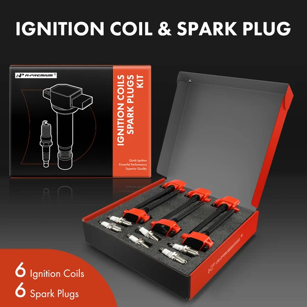 Ignition Coil and Spark Plug Kit Set of A Set of 12 Double Iridium Series, 2-Blade Terminal A-Premium APIC1199