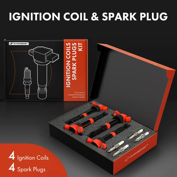 Ignition Coil and Spark Plug Kit Set of 8 Double Iridium Series, 2-Blade Terminal A-Premium APIC1121