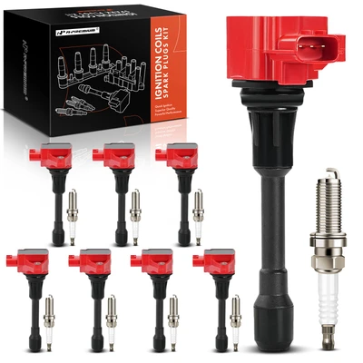 8 Pcs Red Ignition Coil & 8 Pcs Iridium Spark Plug Kit