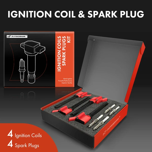 Ignition Coil and Spark Plug Kit Set of 8 Iridium & Platinum Series, 4-Blade Terminal A-Premium APIC1123