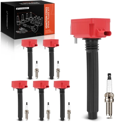 6 Pcs Red Ignition Coil & 6 Pcs Iridium Spark Plug Kit