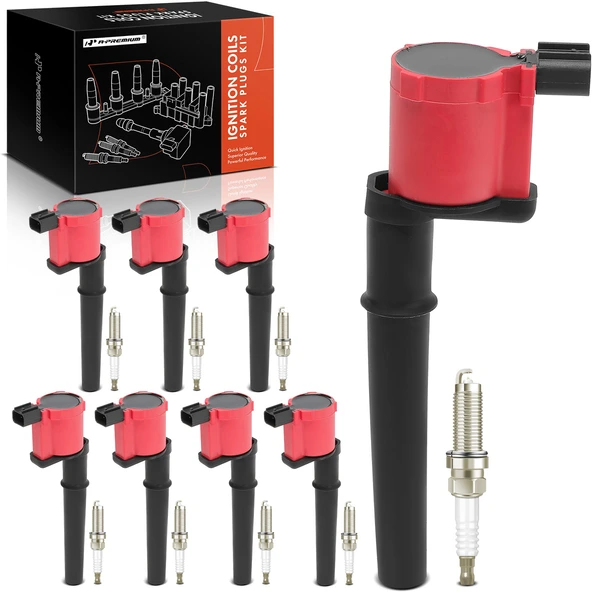 Ignition Coil and Spark Plug Kit Set of A Set of 8 Double Iridium Series, 2-Blade Terminal A-Premium APIC1246