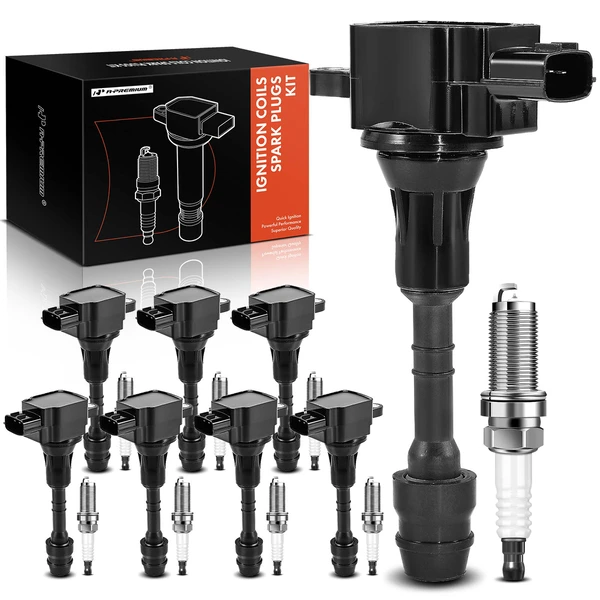 2003-2004 2006-2010 INFINITI M45 Ignition Coil and Spark Plug Kit Set of A Set of 16 Iridium Series, 3-Blade Terminal A-Premium APIC0783