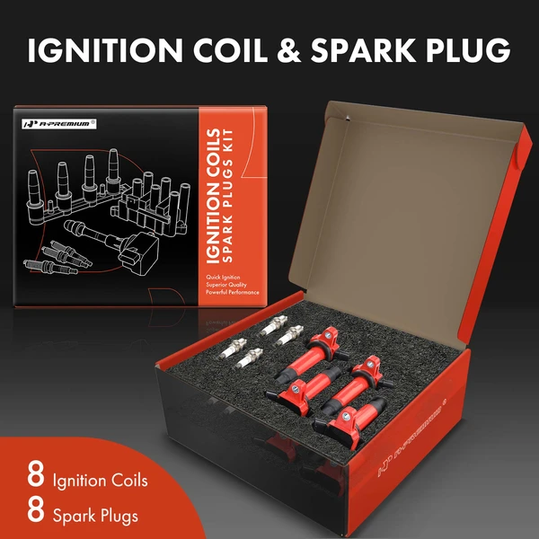 Ignition Coil and Spark Plug Kit Set of A Set of 16 Double Iridium Series, 4-Blade Terminal A-Premium APIC1011