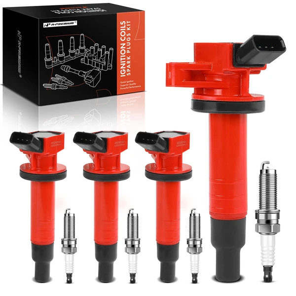 Ignition Coil and Spark Plug Kit Set of A Set of 8 Double Iridium Series, 4-Blade Terminal A-Premium APIC1012