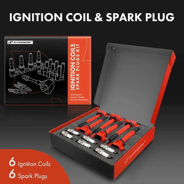 Ignition Coil and Spark Plug Kit Set of 12 Iridium & Platinum Series, 4-Blade Terminal A-Premium APIC1013
