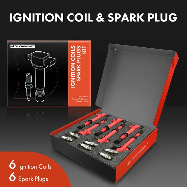 Ignition Coil and Spark Plug Kit Set of A Set of 12 Double Iridium Series, 2-Blade Terminal A-Premium APIC1109