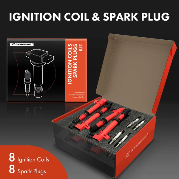 Ignition Coil and Spark Plug Kit Set of 16 Double Iridium Series, 2-Blade Terminal A-Premium APIC1185