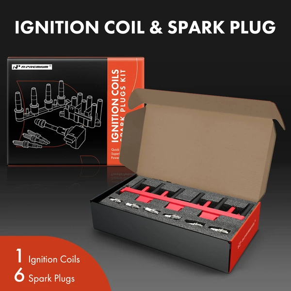 Ignition Coils & Spark Plugs Kits Set of 7 Iridium & Platinum Series, 4-Blade Terminal A-Premium APIC1395