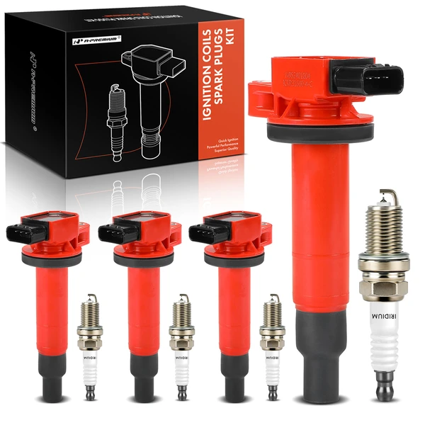 2001-2009 Toyota Prius Ignition Coil and Spark Plug Kit Set of A Set of 8 Double Iridium Series, 4-Blade Terminal A-Premium APIC1187