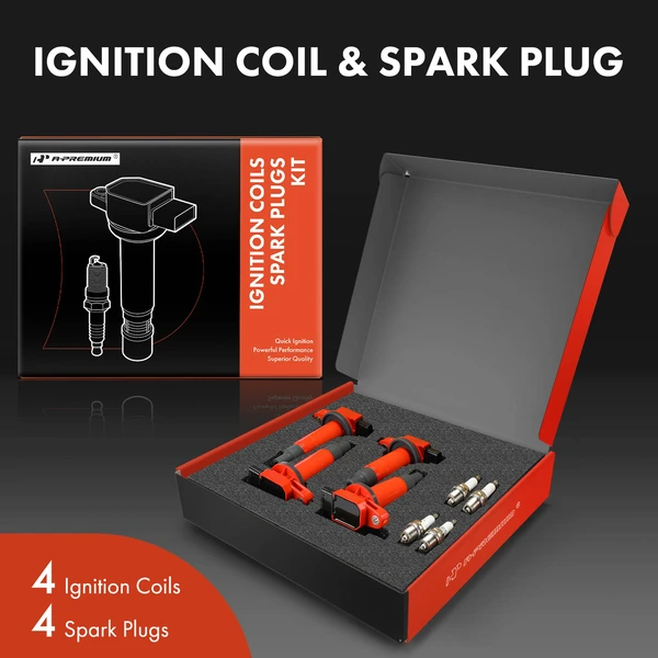 Ignition Coil and Spark Plug Kit Set of 8 Double Iridium Series, 4-Blade Terminal A-Premium APIC1187