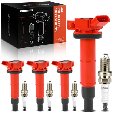 4 Pcs Ignition Coils & 4 Pcs Double Iridium Spark Plug Kits