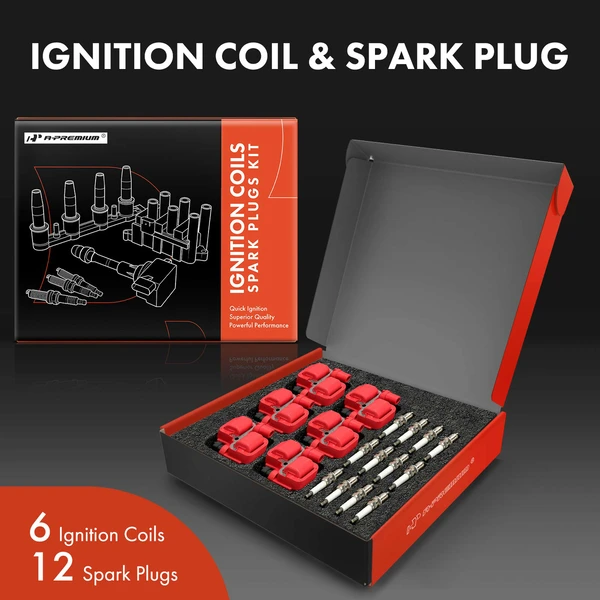 Ignition Coil and Spark Plug Kit Set of 18 Double Iridium Series, 3-Blade Terminal A-Premium APIC1014