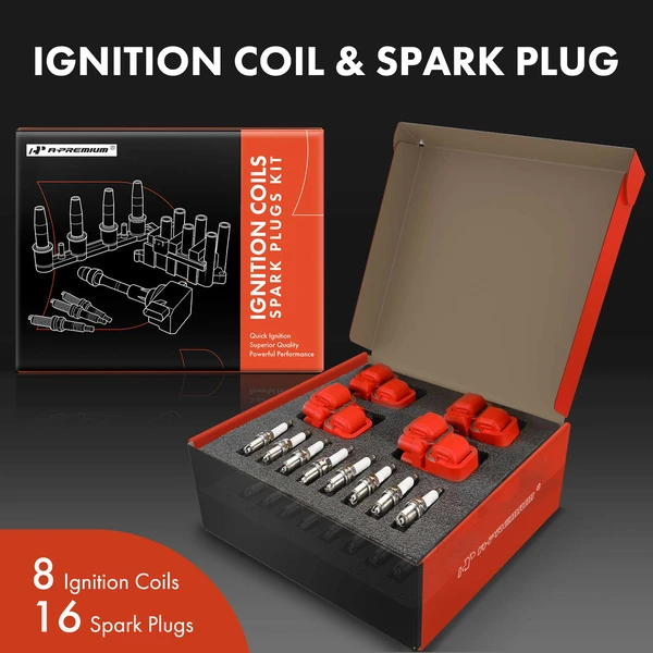 Ignition Coil and Spark Plug Kit Set of 24 Double Iridium Series, 3-Blade Terminal A-Premium APIC1015