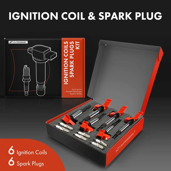 Ignition Coil and Spark Plug Kit Set of 12 Iridium & Platinum Series, 4-Blade Terminal A-Premium APIC1189