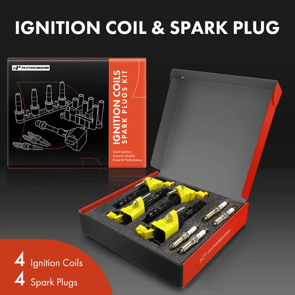 Ignition Coil Pack Set of 8 Iridium Series, 4-Blade Terminal A-Premium APIC1566