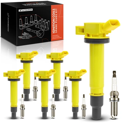 6 Pcs Yellow Ignition Coil & 6 Pcs Iridium Spark Plug Kit