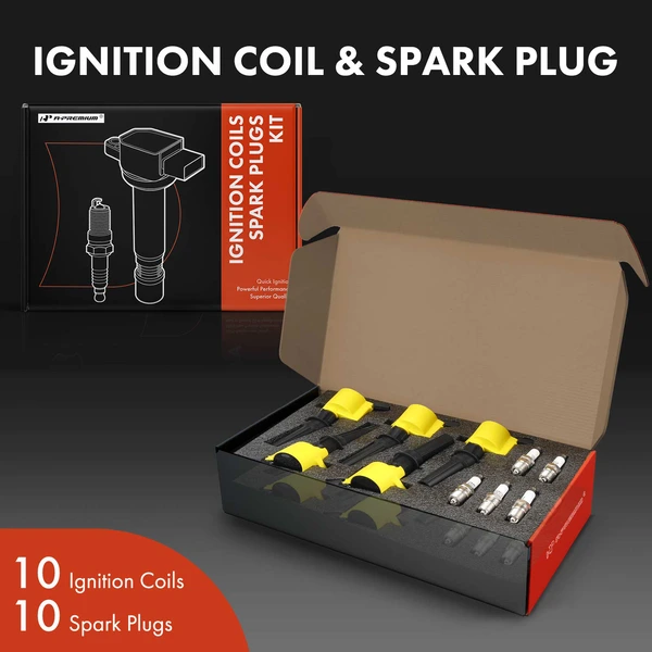 1999-2004 Ford F-450 Super Duty Ignition Coil and Spark Plug Kit Set of A Set of 20 Double Iridium Series, 2-Blade Terminal A-Premium APIC1025