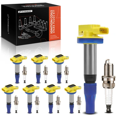8 Pcs Yellow Ignition Coils & 8 Pcs Iridium Spark Plugs Kit