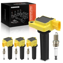 Ignition Coils + Spark Plugs Kits, Set of 8, Double Iridium Series, 4-Blade Terminal, A-Premium APIC1204