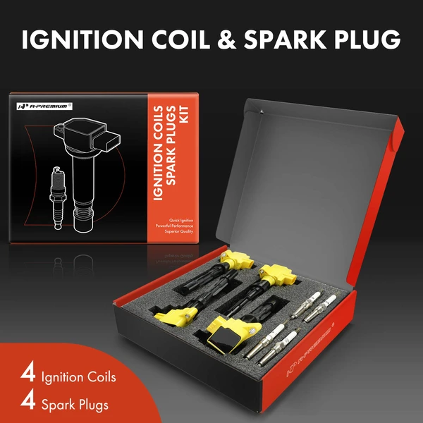 Ignition Coil and Spark Plug Kit Set of 8 Iridium Series, 3-Blade Terminal A-Premium APIC1127