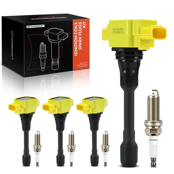 Ignition Coil and Spark Plug Kit Set of A Set of 8 Double Iridium Series, 3-Blade Terminal A-Premium APIC1205