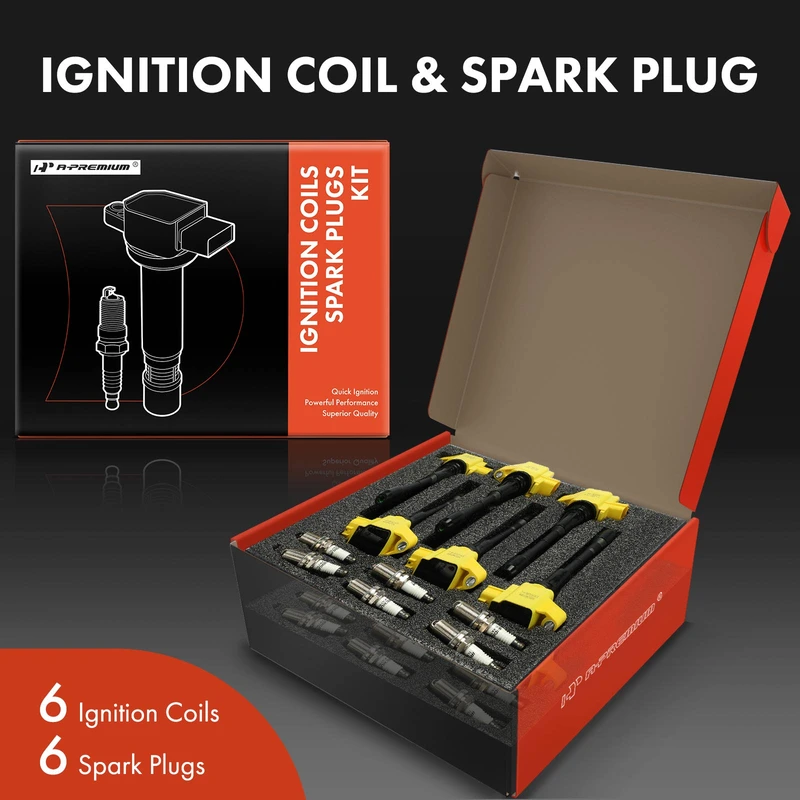 Ignition Coil and Spark Plug Kit Set of A Set of 12 Iridium Series, 3-Blade Terminal A-Premium APIC1206