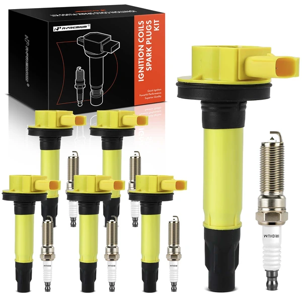 2011-2017 Ford F-150 Ignition Coil and Spark Plug Kit Set of A Set of 12 Iridium & Platinum Series, 2-Blade Terminal A-Premium APIC1207