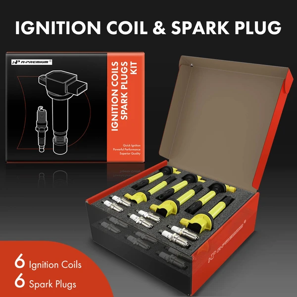 Ignition Coil and Spark Plug Kit Set of A Set of 12 Iridium & Platinum Series, 2-Blade Terminal A-Premium APIC1207