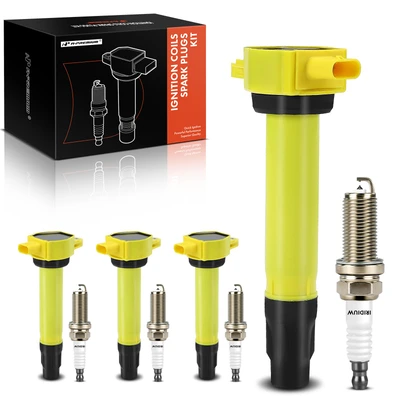 4 Pcs Ignition Coils & 4 Pcs Double Iridium Spark Plug Kits