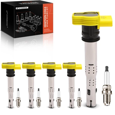 5 Pcs Yellow Ignition Coil & 5 Pcs Iridium Spark Plug Kit
