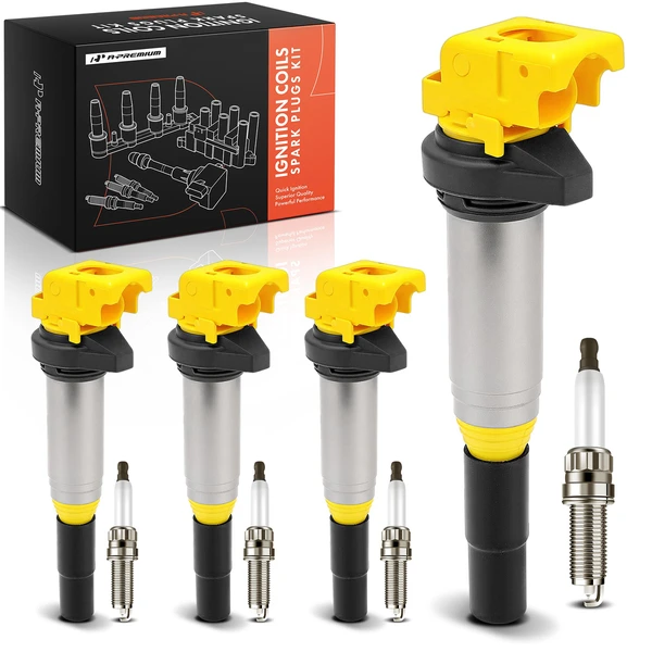 2007-2013 Mini Cooper Ignition Coils & Spark Plugs Kits Set of 8 Iridium Series, 3-Blade Terminal A-Premium APIC1427
