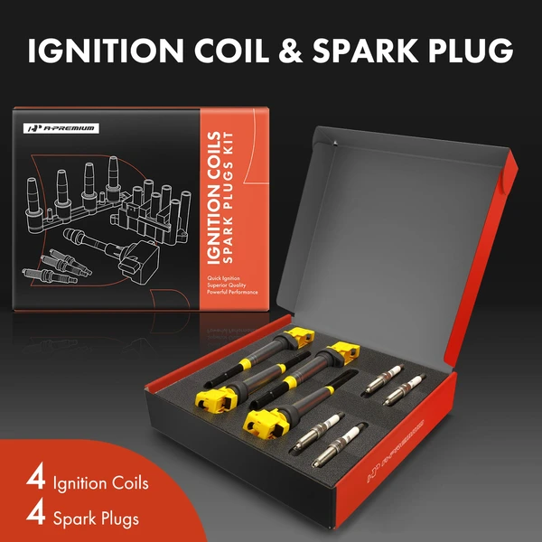 Ignition Coils & Spark Plugs Kits Set of 8 Iridium Series, 3-Blade Terminal A-Premium APIC1427