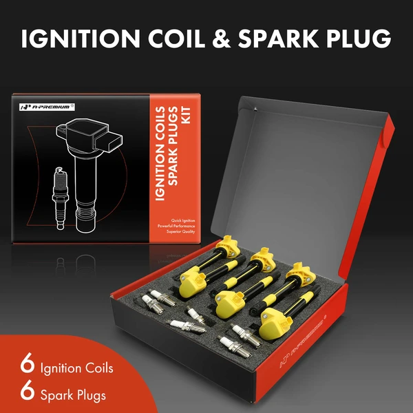 Ignition Coil and Spark Plug Kit Set of 12 Double Iridium Series, 3-Blade Terminal A-Premium APIC1128