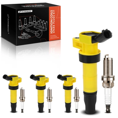 4 Pcs Yellow Ignition Coil & 4 Pcs Iridium Spark Plug Kit