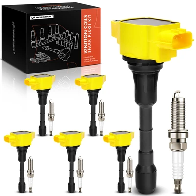 6 Pcs Yellow Ignition Coil & 6 Pcs Iridium Spark Plug Kit