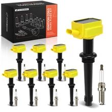 8 Pcs Yellow Ignition Coil & 8 Pcs Iridium Spark Plug
