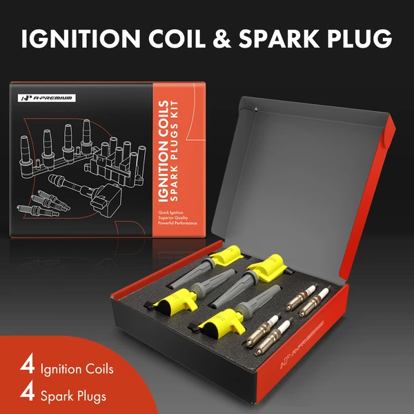 Ignition Coils & Spark Plugs Kits Set of A Set of 8 Double Iridium Series, 2-Pin Terminal A-Premium APIC1574